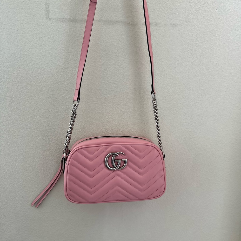Pink GG Marmont Small Shoulder Bag - Picture 5 of 8